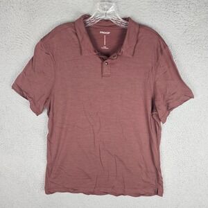 Proof Polo Mens Large Burgundy 72-Hour Merino Blend Snap Button Short Sleeve